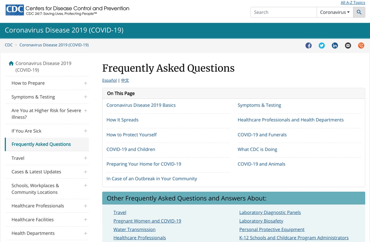 CDC Coronavirus FAQ