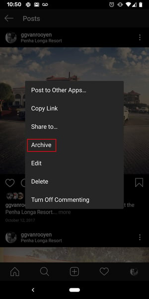 Archiving an Instagram Post