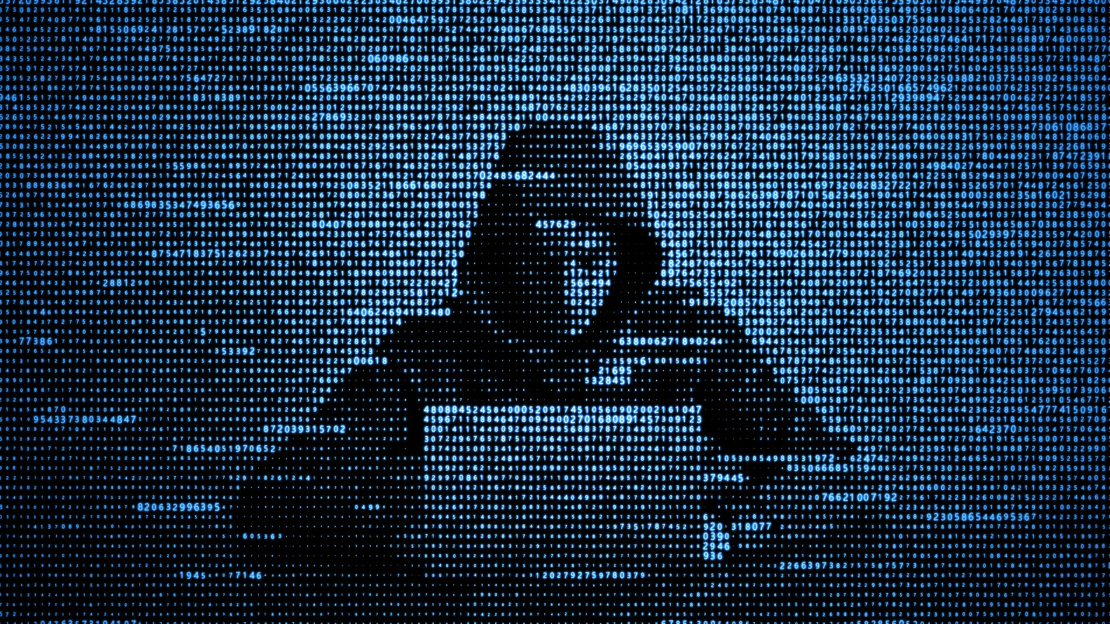 Hacker in hoodie holding laptop, obscured by digital binary code background, symbolizing smishing and phishing cyber threats